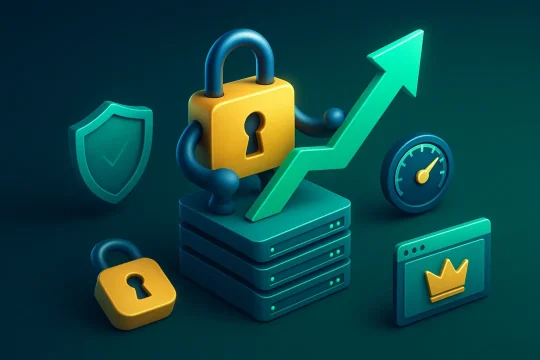 A shield icon alongside a certain URL, providing a rationale for the fact that HTTPS is a recognized Google ranking predictor.
