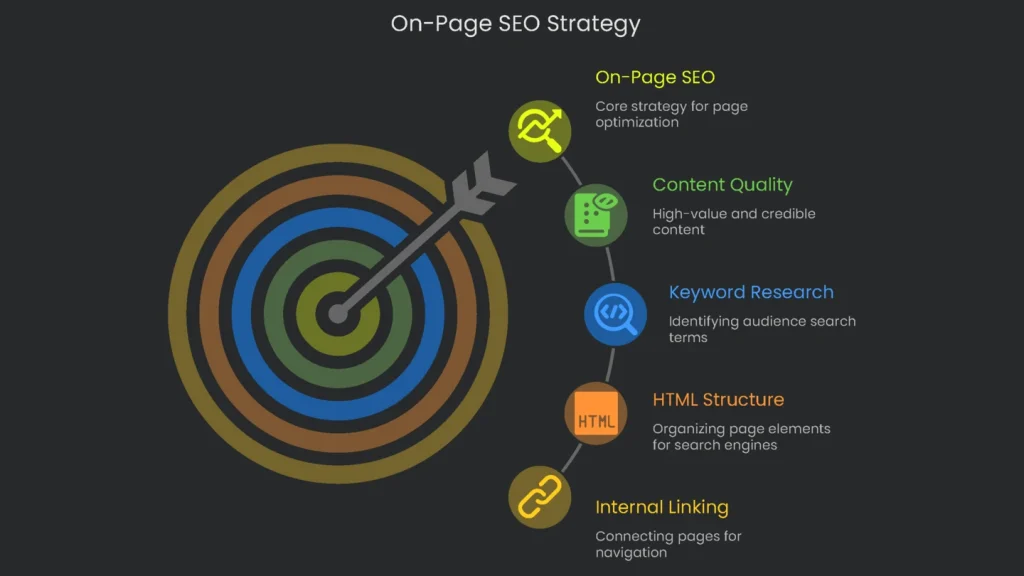 An action plan graphic for a comprehensive on-page SEO plan.