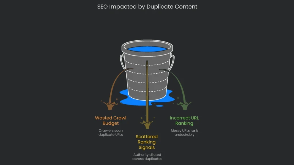A graph with SEO rankings at the bottom to show the effects of copy-paste acts on the web.