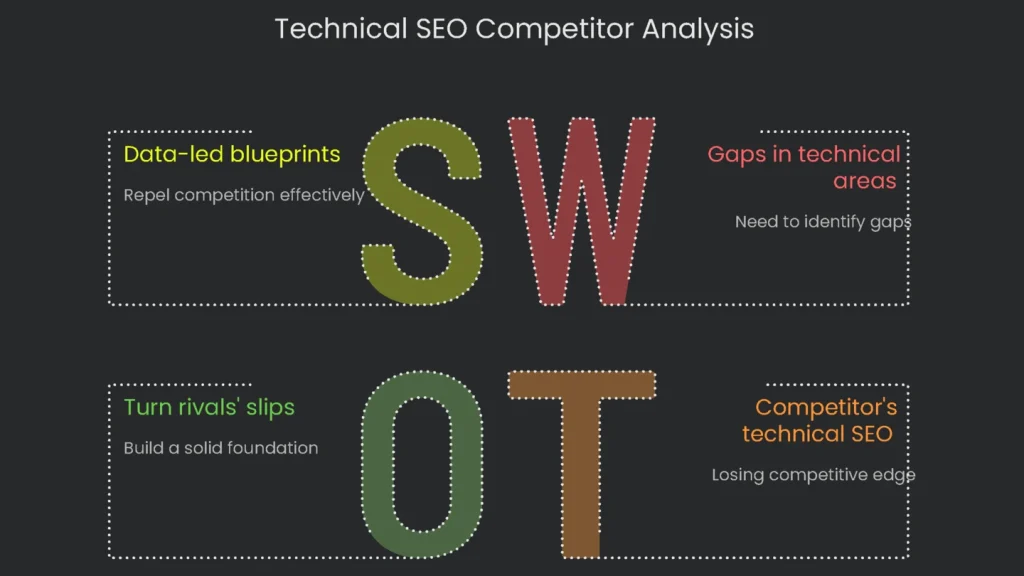 A competitive technical analysis chart measuring the SEO of a given site to its competitors.