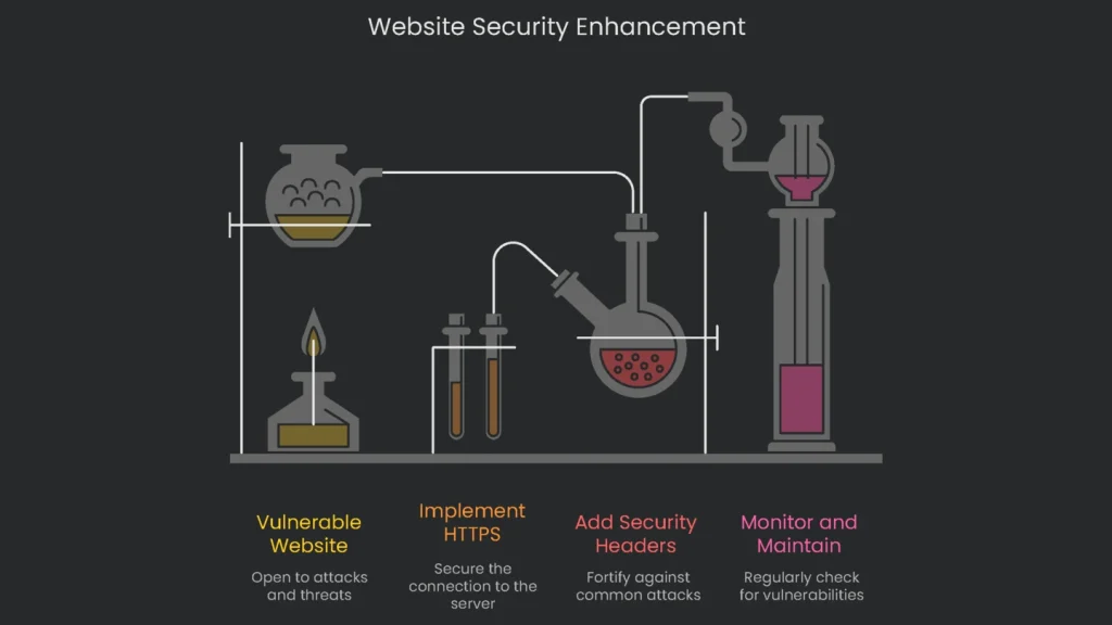 A website icon protected by a shield, representing the implemented security improvement.