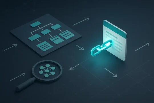 A diagram illustrating the reconnection of an internally linked disassociated web page to the main site.