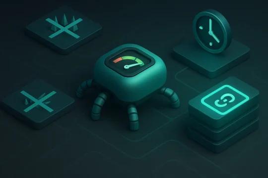 A graphic depicting an efficient search engine bot crawling a website, representing optimized crawl budget.