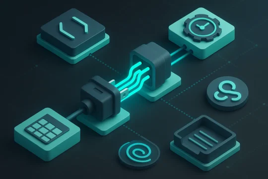 A picture of a workflow describing the methods of integration and the use of different APIs for the automation of SEO tasks.