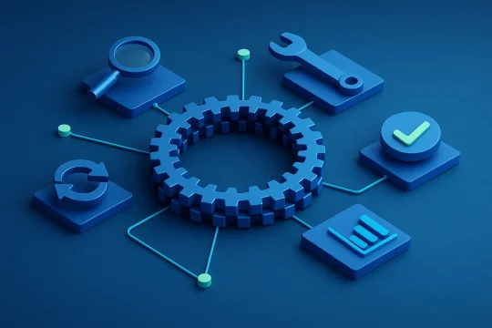 Flow diagram containing a settled, proven record of sequential steps of technical SEO to reach a certain result.