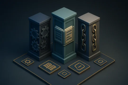 Sketch depicting the three main pillars of SEO: technical, on-page, and off-page.