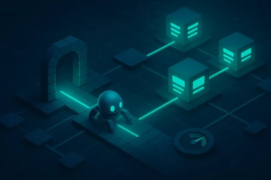 A visual representation of a search bot effortlessly crawling a site and the notion of crawlability.