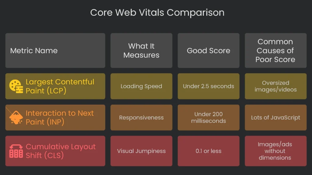 The bar graph comparing the website performance before and after optimizing Core Web Vitals scores.