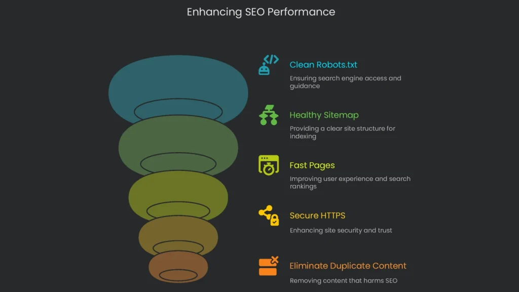 An upward moving line on a graph depicting the effects of technical enhancements on SEO.