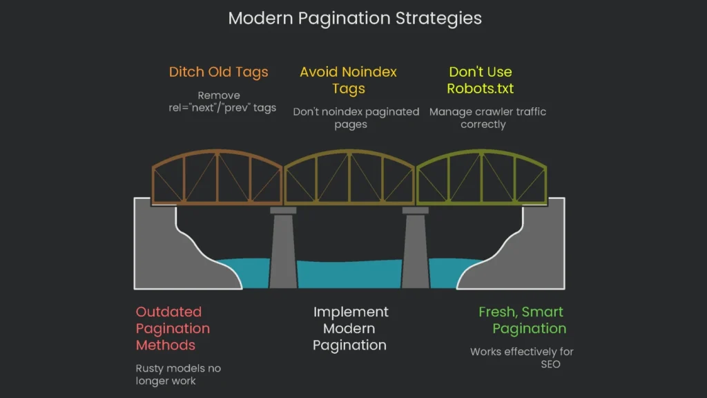 A comparison of new pagination techniques like infinite scroll and load more buttons to older methods of pagination.