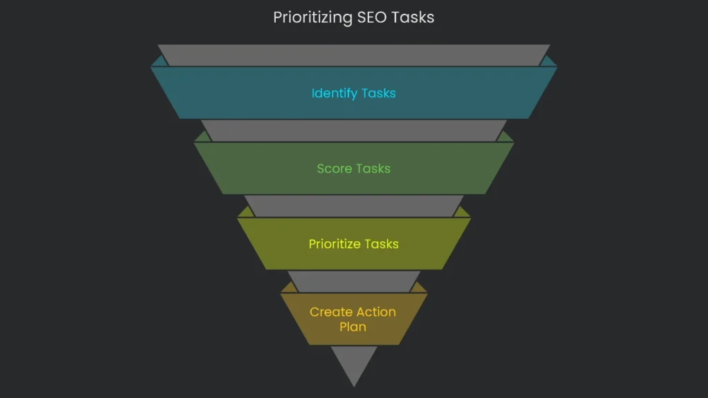 8 block matrix for prioritizing SEO tasks based on impact and effort.