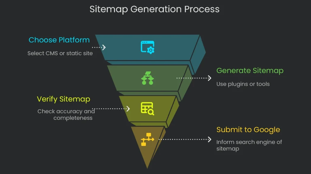 A framed image depicting the process of sitemap generation.