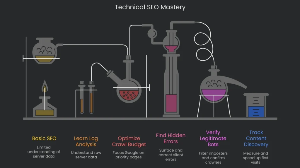 Mastery of Technical SEO trophy icon with other elements of the subject.