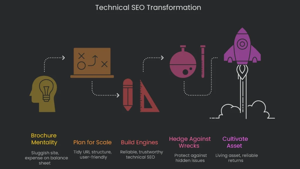 An image which demonstrates the use of technical SEO on a website and the subsequent difference in performance.