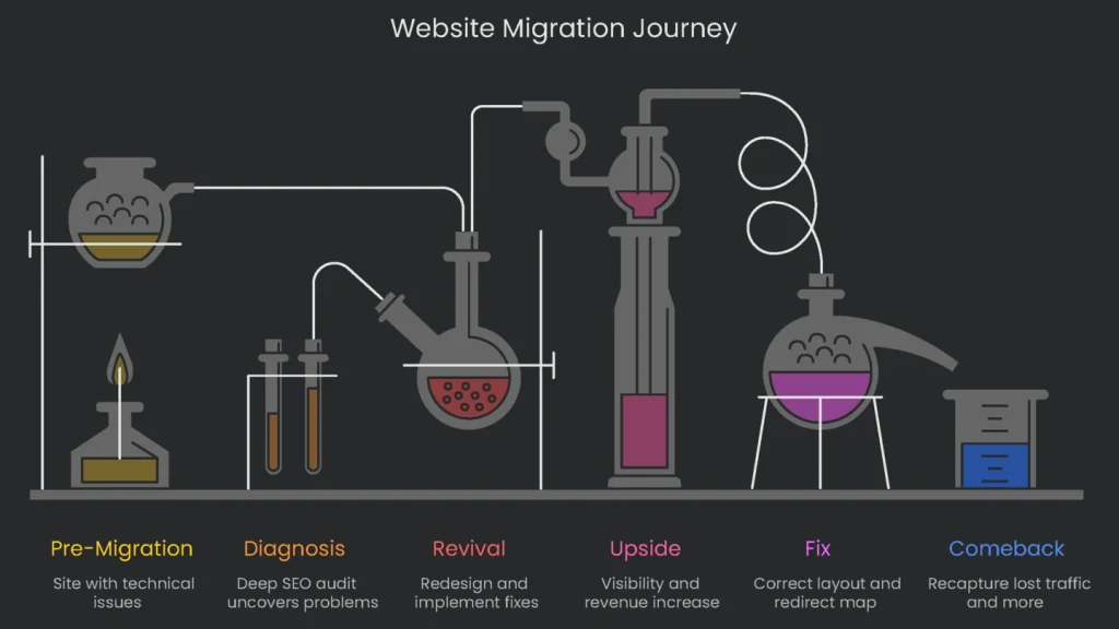 Now we have a image of a very complicated website migration project in a single sheet of paper.