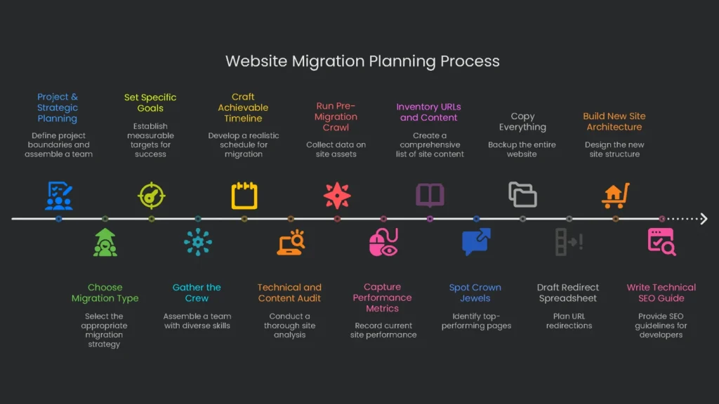 A professional process map focusing the planning stage of the migration project.