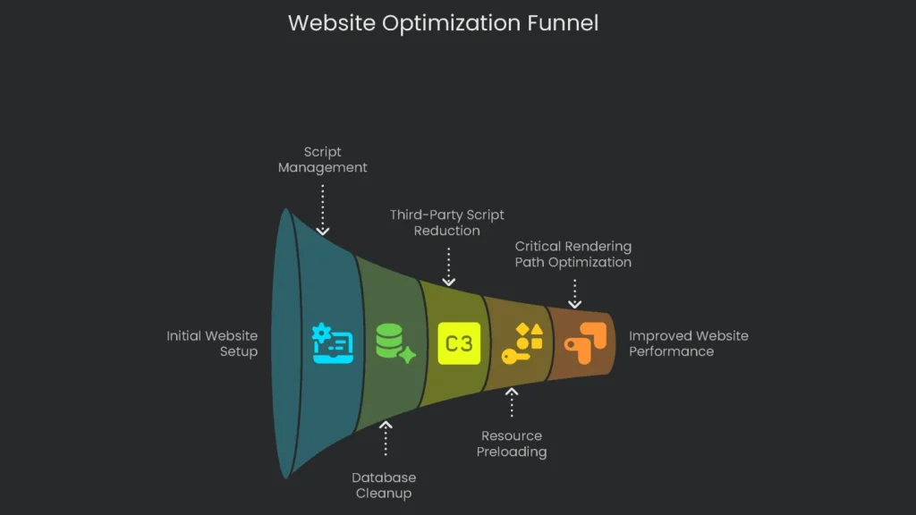 Stages of website optimization from Awareness to Conversion Funnel.
