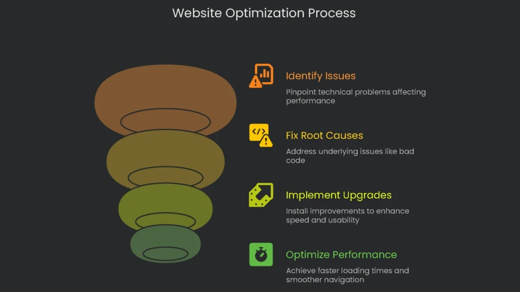 Flowchart of how the steps are taken in a particular website optimization project.