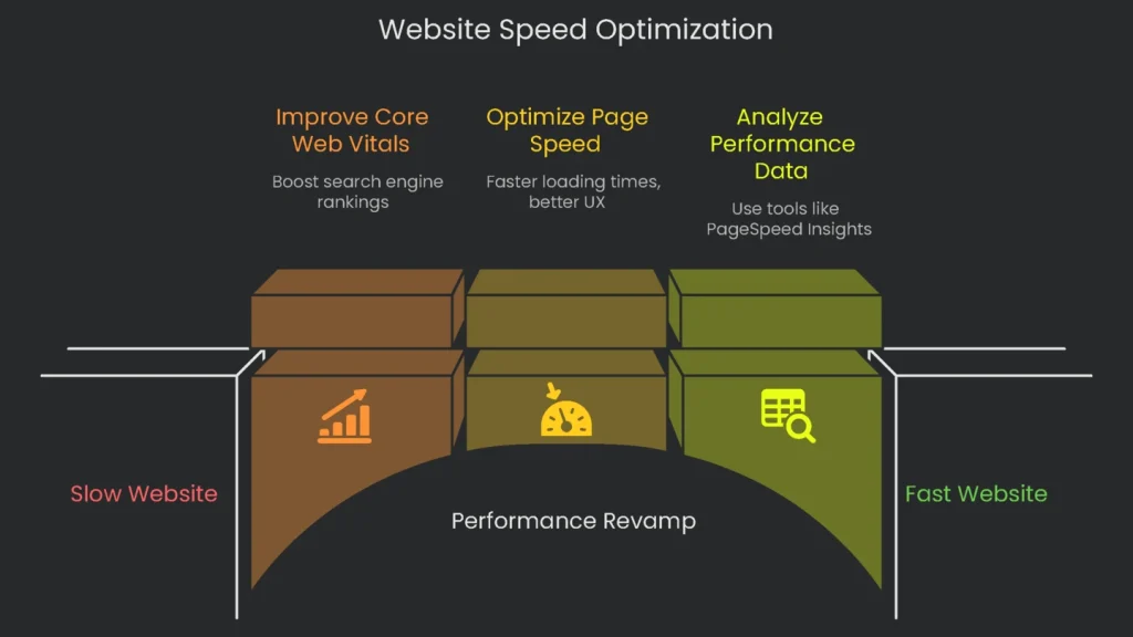 An illustrative representation of a website that is goal speed optimized.