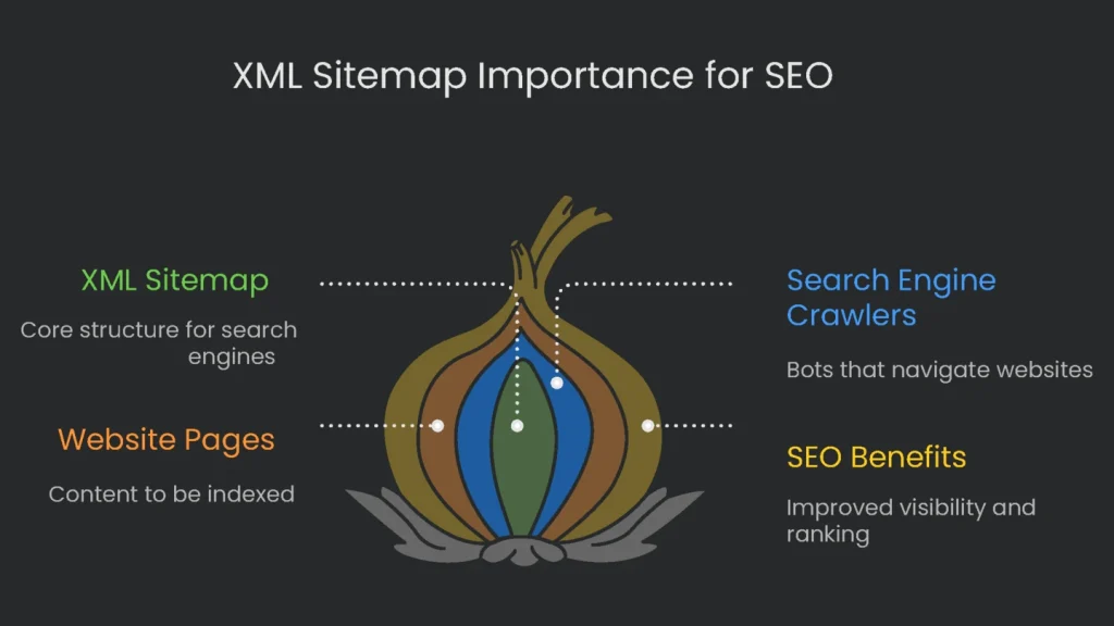 A graphic of an XML sitemap for use with Search Engine Optimization.